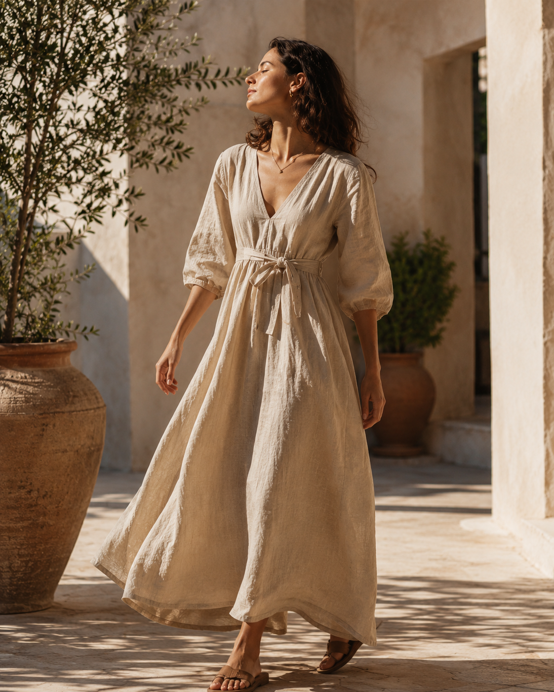 Natural linen dress